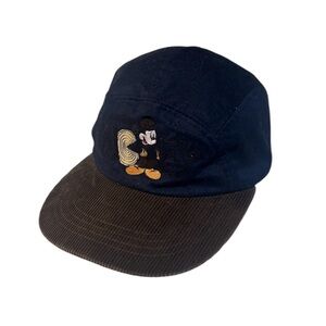 Vintage 90’s Disney Mickey Mouse 5 Panel Hat With Corduroy Brim OSFA EUC